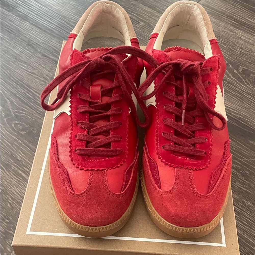 Dolce Vita Red and Cream Sneakers